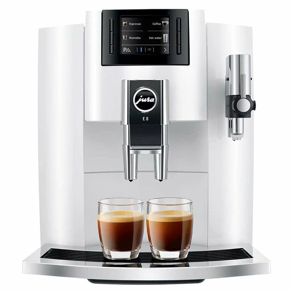 Jura E8 Automatic Espresso Machine | Piano White