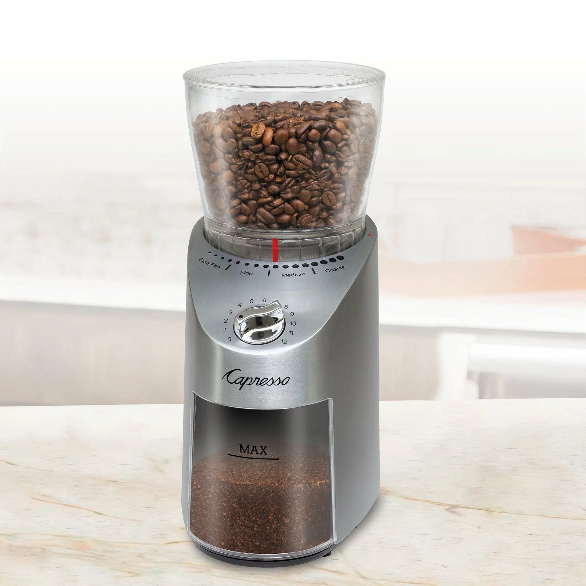 Capresso Infinity Plus Stainless Steel Conical Burr Coffee Grinder - Image 4