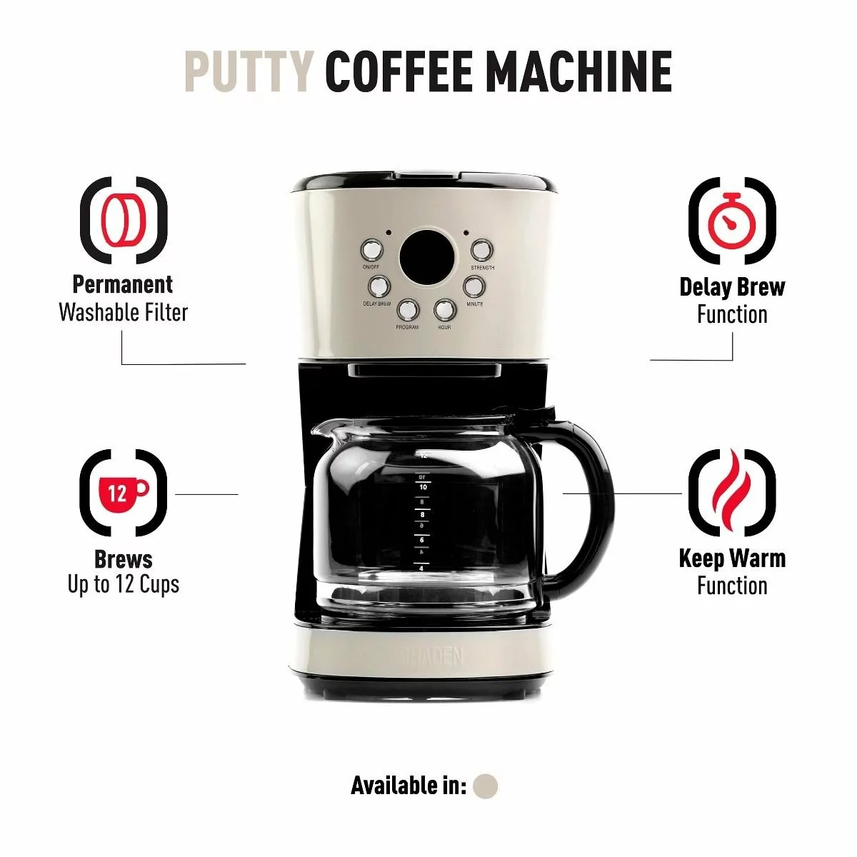 Haden 12-Cup Coffee Maker | Putty Beige - Image 5