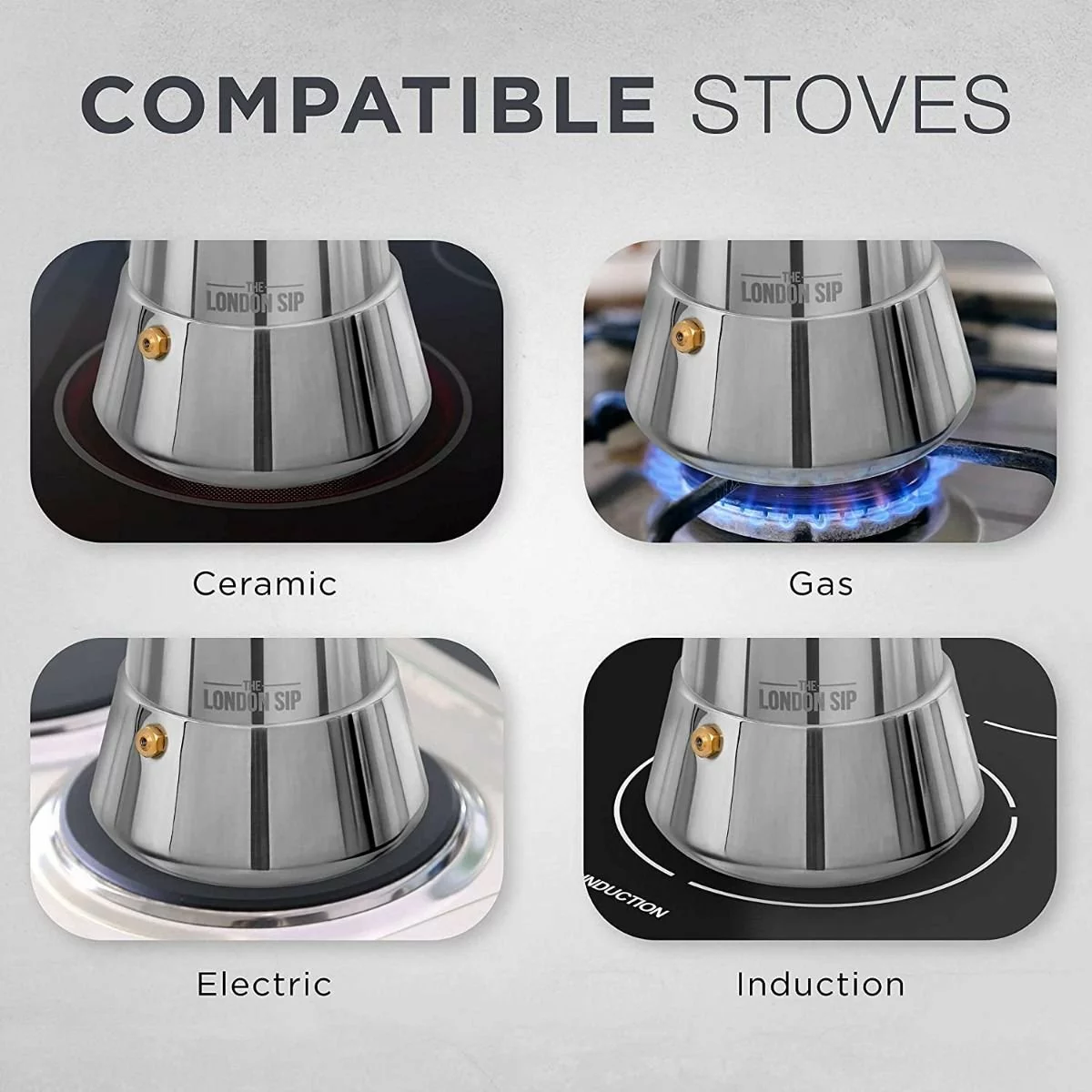 Escali London Sip 6 Cup Stainless Steel Espresso Maker | Silver - Image 4