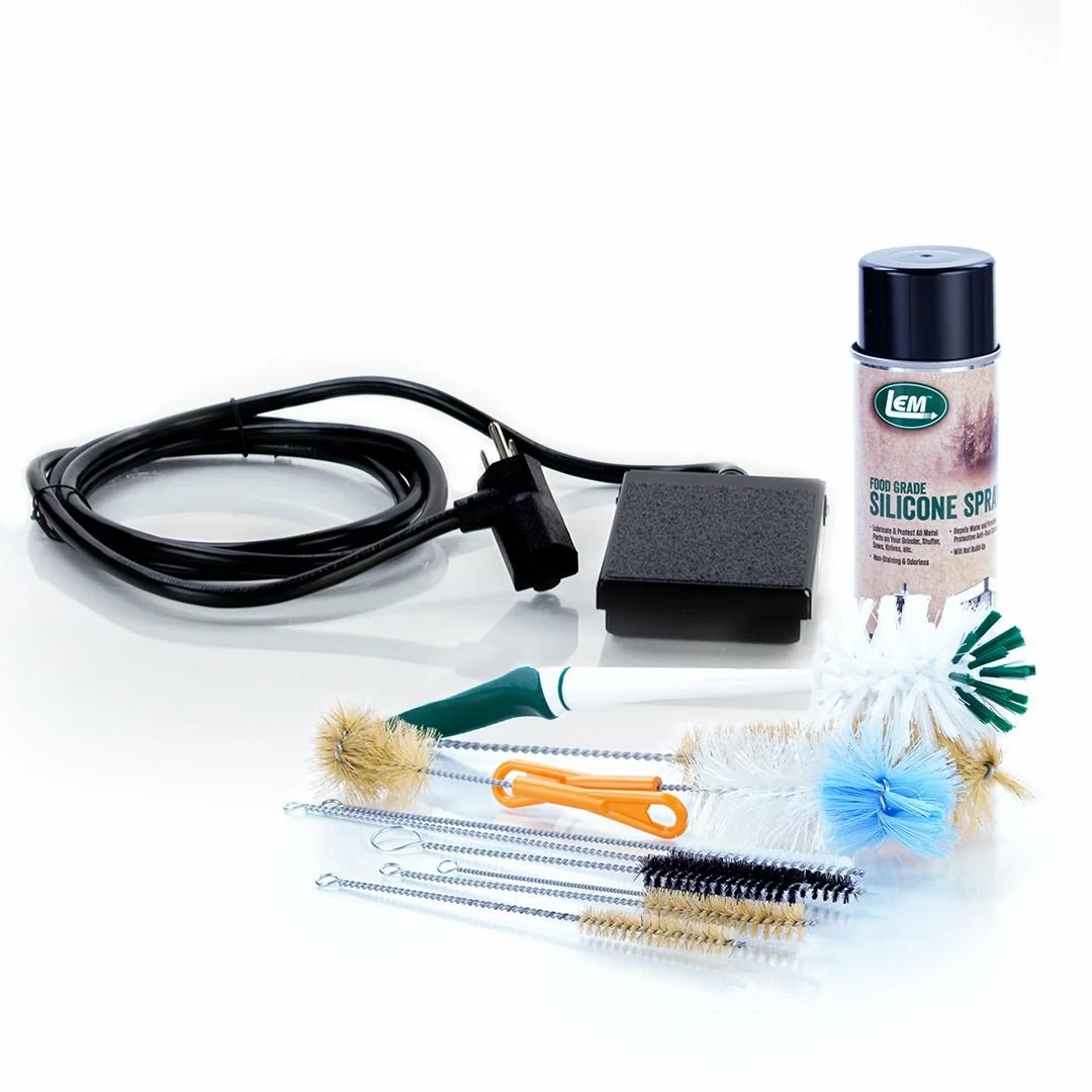 LEM Grinder Foot Switch + 11pc Cleaning Kit Bundle