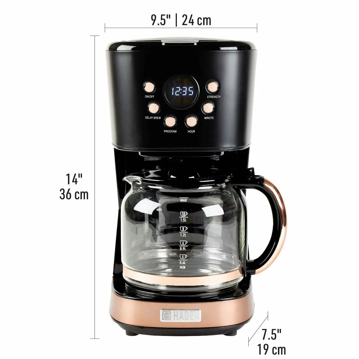 Haden 12-Cup Coffee Maker | Black And Copper - Image 11