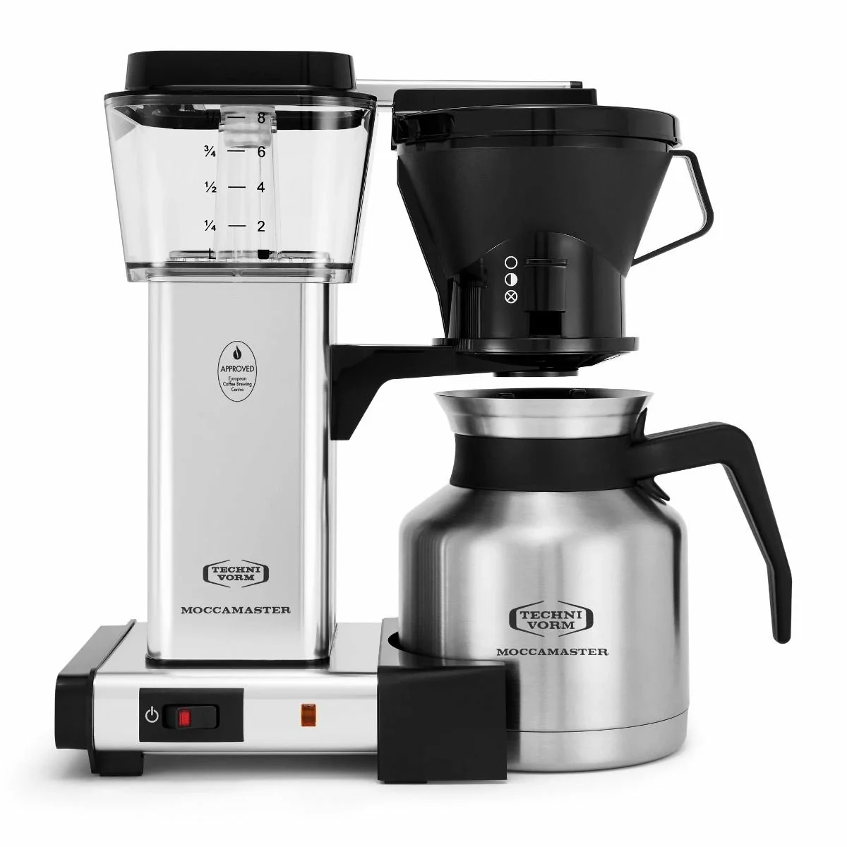 Moccamaster KBTS Manual-Adjust Drip-Stop Coffee Maker (32 Oz Thermal Carafe) | Polished Silver