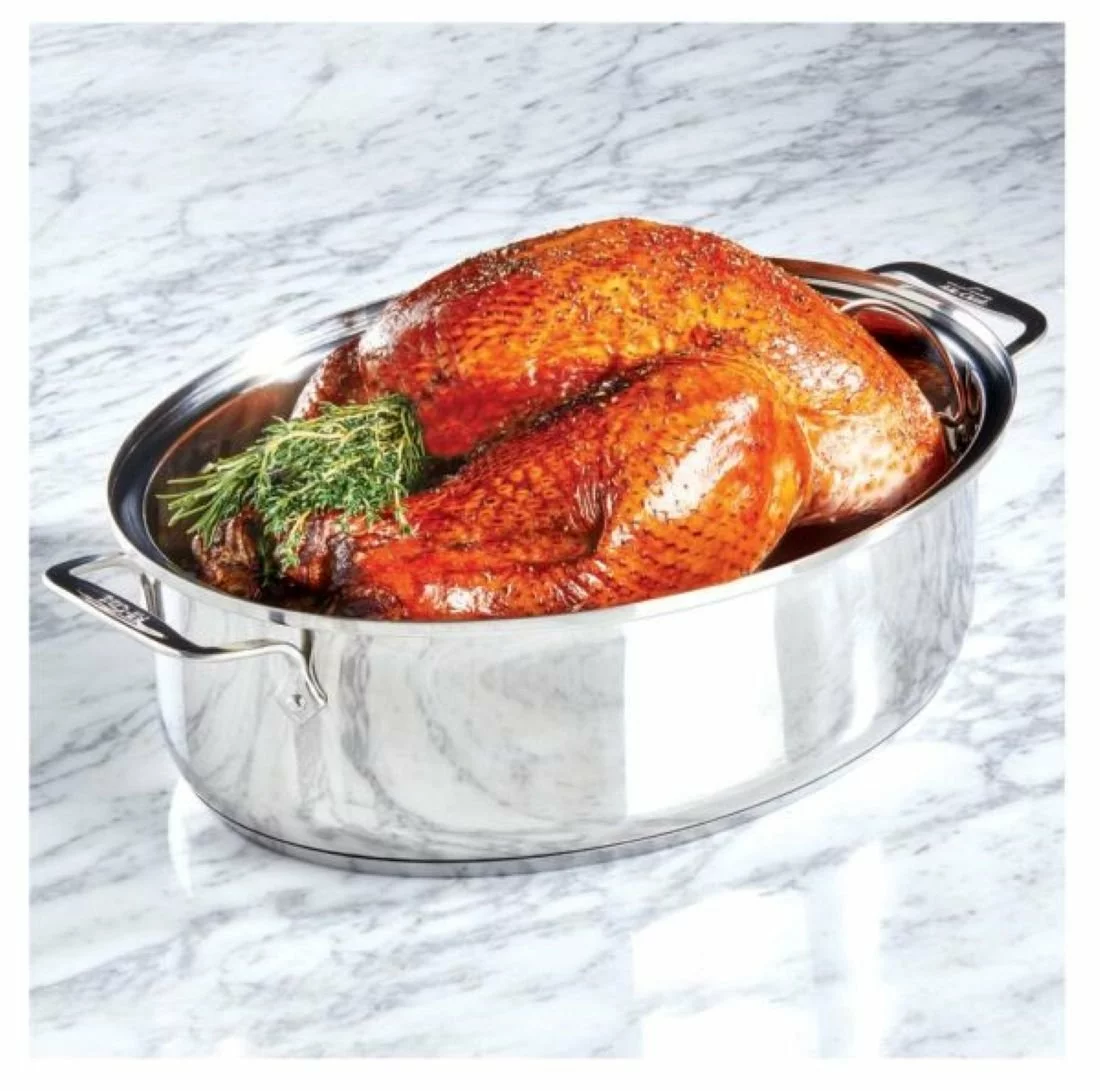 All-Clad Stainless Steel Covered Oval Roaster & Rack | 10 Qt. - Image 4