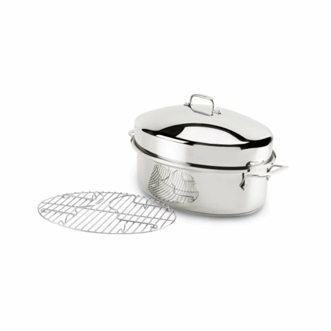All-Clad Stainless Steel Covered Oval Roaster & Rack | 10 Qt. - Image 2